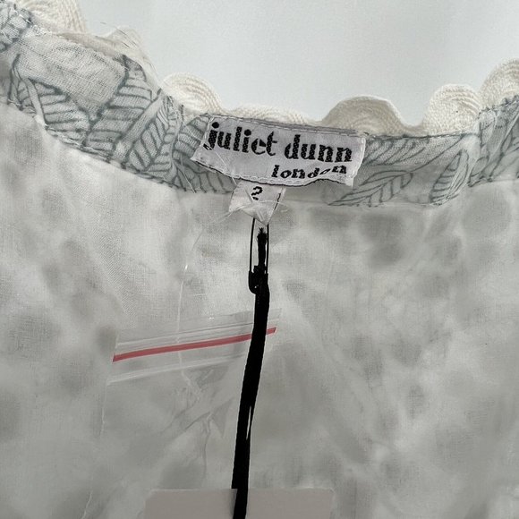 Juliet Dunn Cotton Tie Shoulder Midi Dress White/Denim Blue sz 2/M/6-8 $443 NWT - Picture 7 of 11